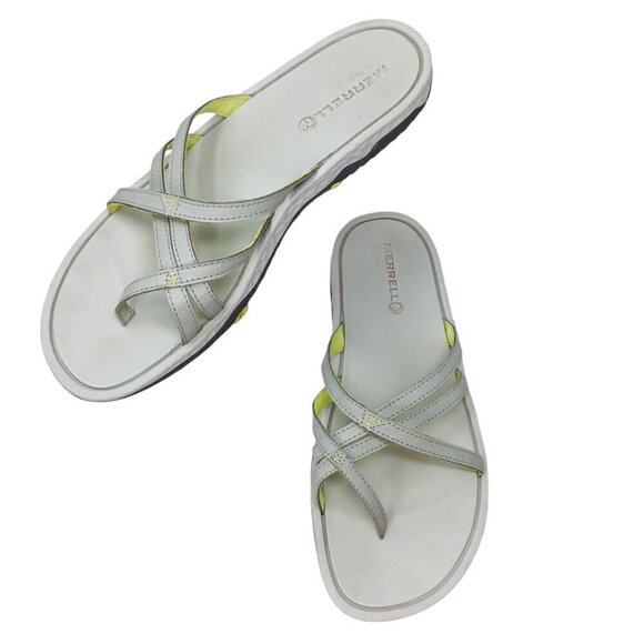 Merrell Sandals Select Wet Grip Air Cushion Womens Size 9 J37652 Ice Gray Yellow - Picture 1 of 8